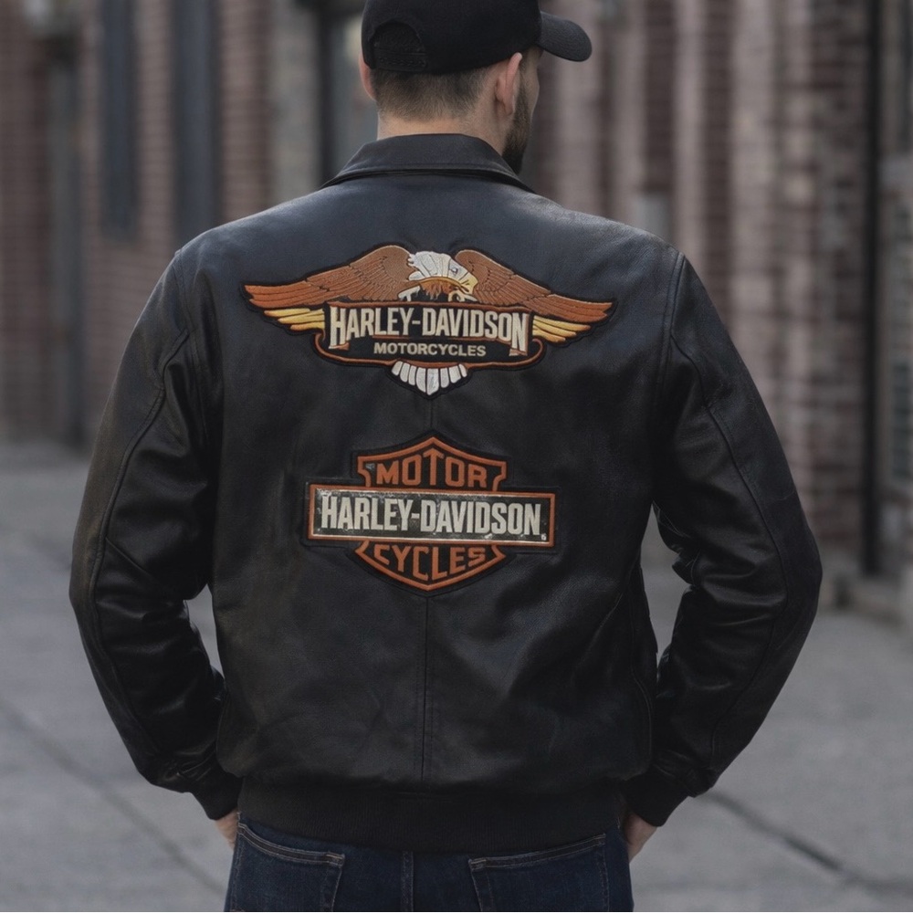 Vtg 70-80 ‘s Harley-Davidson Black Bomber Jacket Iconic Patches made in Pakistan - Picture 2 of 7